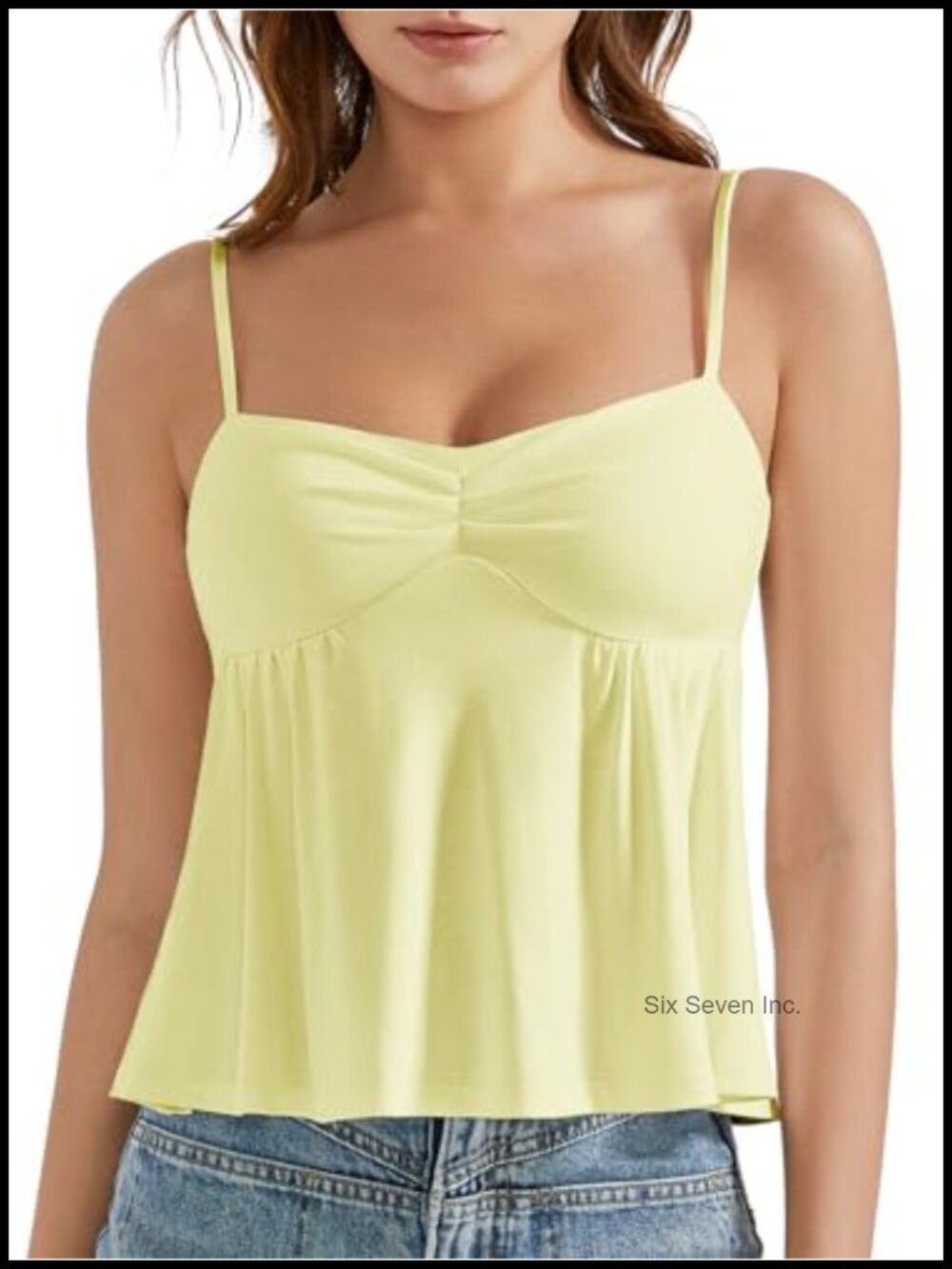 Peplum Camisole Tank Top Built in Bra Sleeveless Modal Blend Women's Top